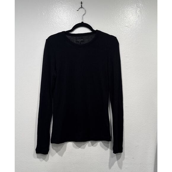Rag & Bone Black Mesh Long Sleeve Sheer Top Size Medium Goth Dark Romantic READ - Picture 1 of 11